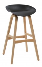 Virgo Timber Leg Stool. Black Plastic Seat